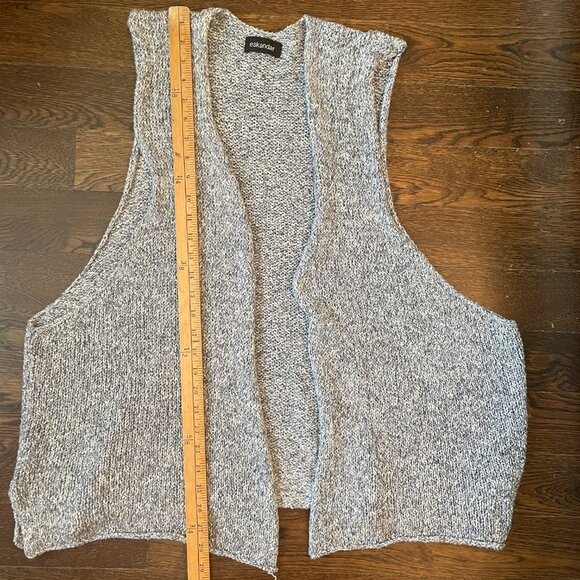 Eskandar Open Sweater Vest Waistcoat Gray Oversize Knit-One Size - Picture 9 of 9